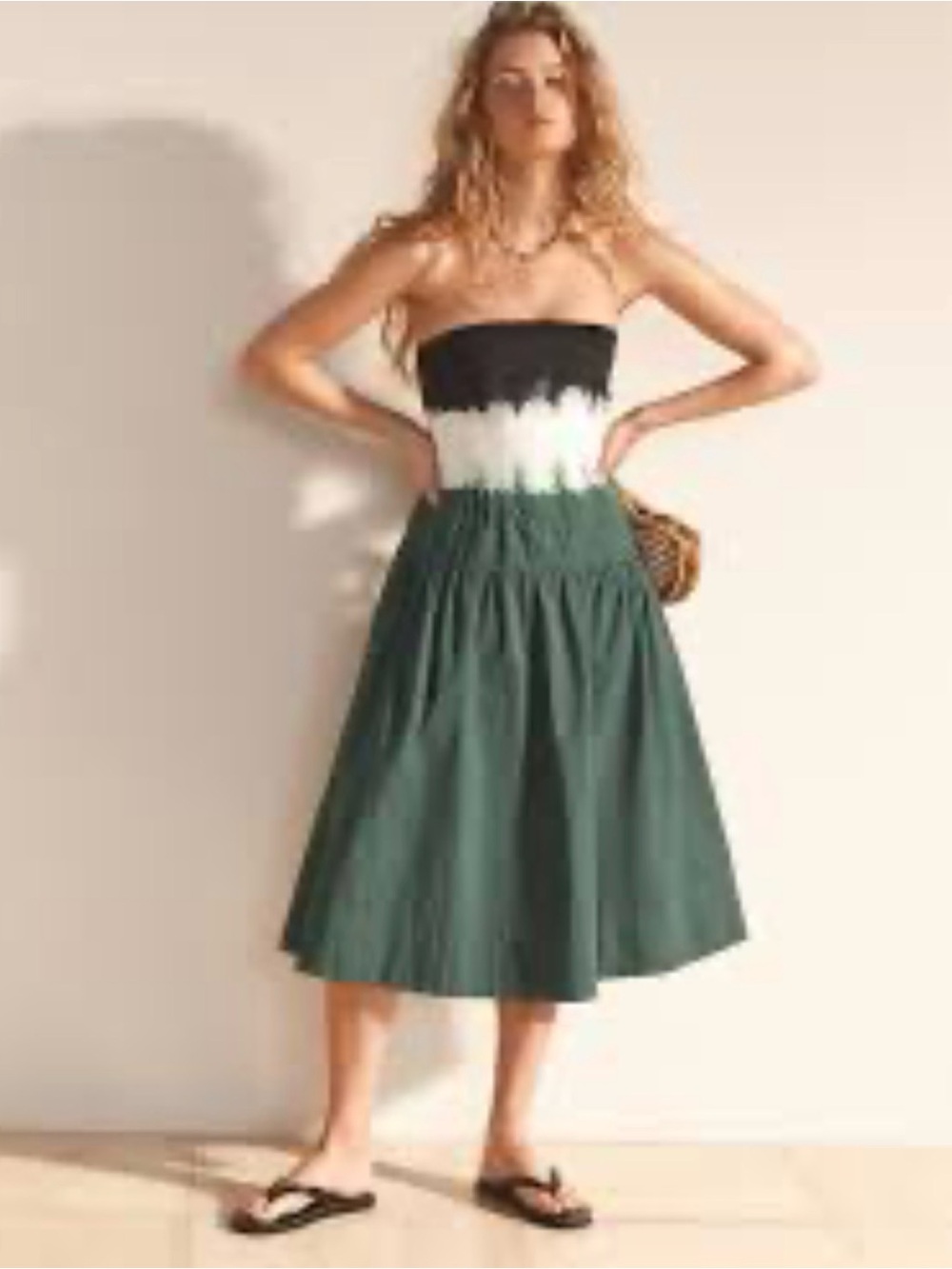 J. Crew Strapless drop-waist dress in dip-dye Cotton